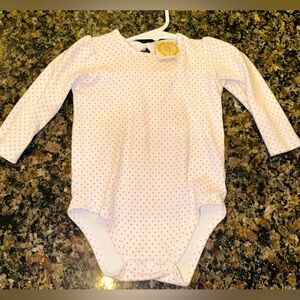 Beaufort Bonnet Company 12/18 white pink polkadot onesie